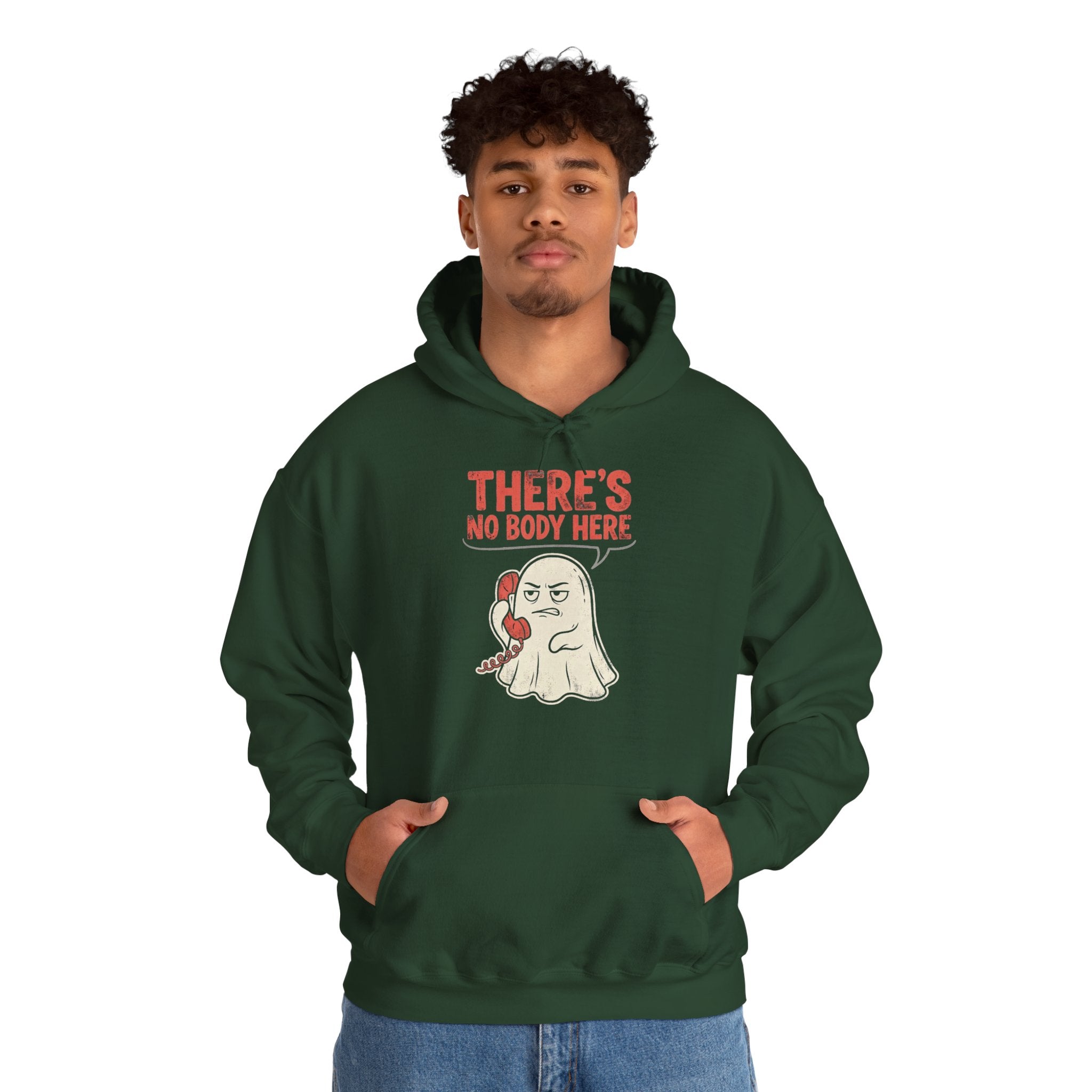 Funny Ghost There's No Body Here Phone Retro Hoodie