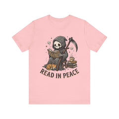 Funny Grim Reaper Read In Peace Book Cat T-Shirt