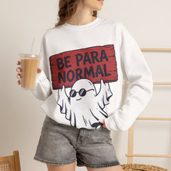 Funny Retro Halloween Ghost Be Para Normal Crewneck Sweatshirt