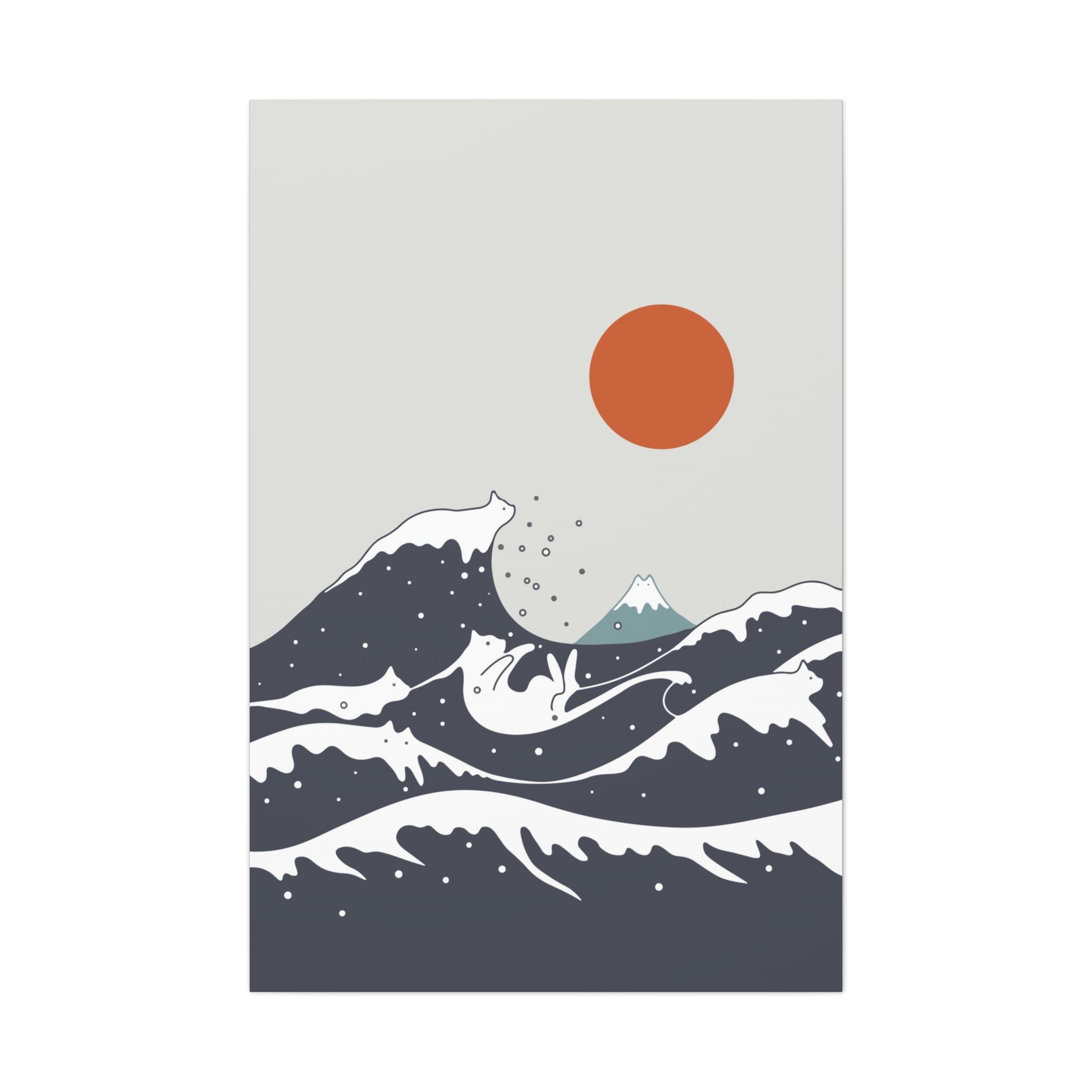 Great Wave of Kanagawa Cats Canvas