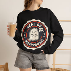 Funny Ghost Seal Of Disapproval Retro Badge Crewneck Sweatshirt
