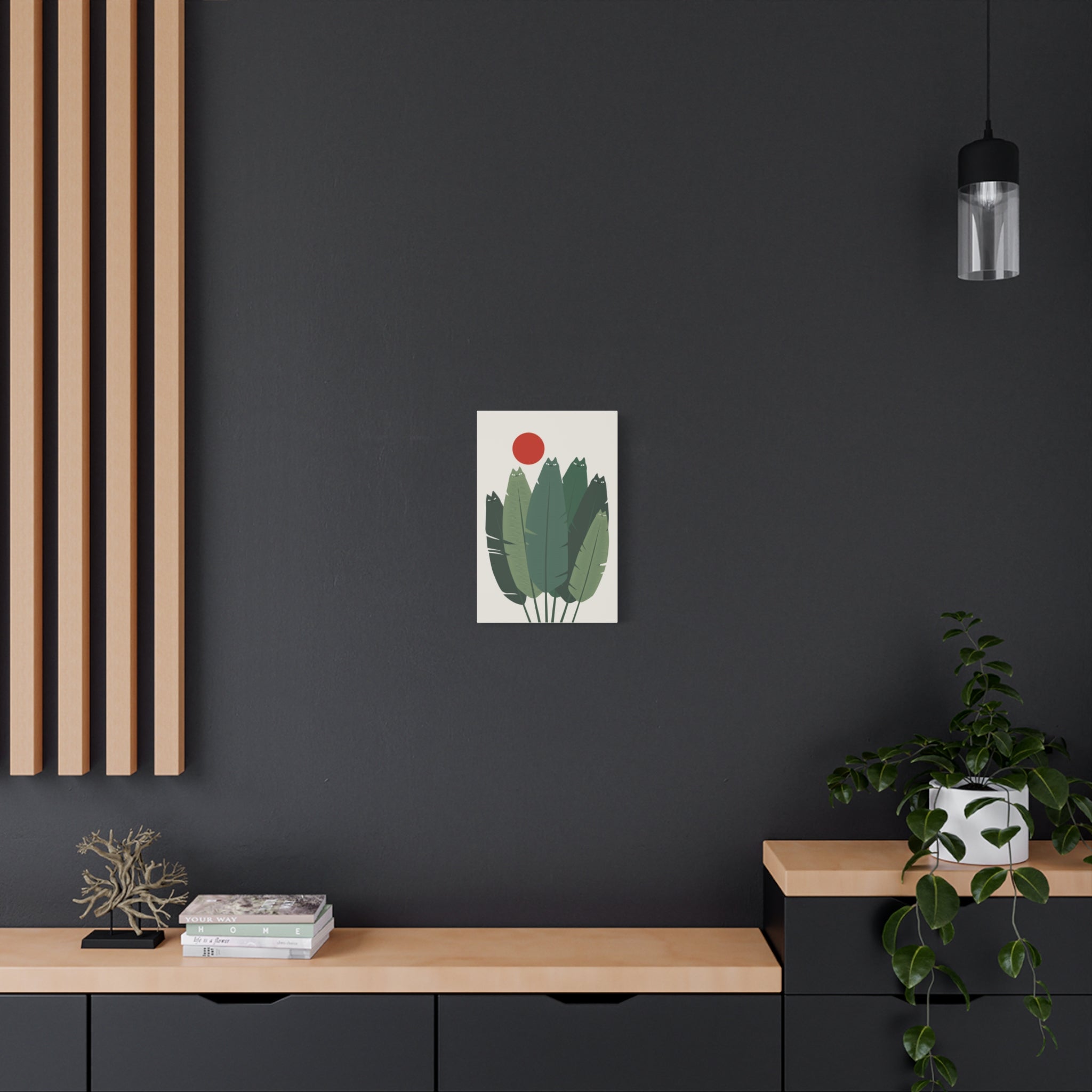 Banana Leaves Cat Canvas