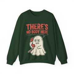 Funny Ghost There's No Body Here Phone Retro Crewneck Sweatshirt