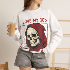 Sarcastic Grim Reaper Coffee Lover Retro Crewneck Sweatshirt