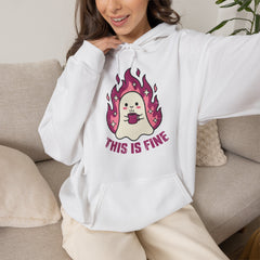 Funny Ghost This Is Fine Coffee Retro Hoodie