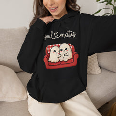 Cute Soul Mates Ghost Red Couch Retro Hoodie