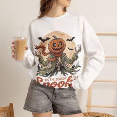Funny Tis The Season To Be Spooky Pumpkin Skeleton Crewneck Sweatshirt