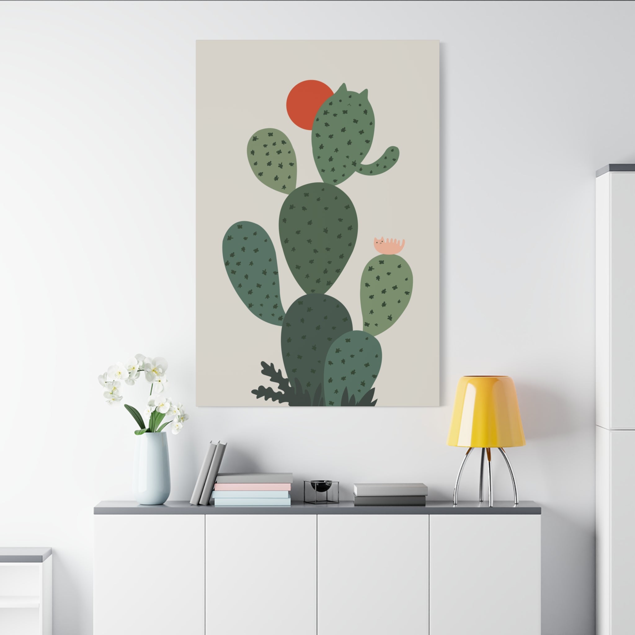 Cat and Plant Cat-Tus Canvas