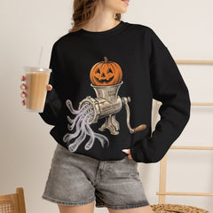 Retro Halloween Ghost In The Grinder Vintage Crewneck Sweatshirt