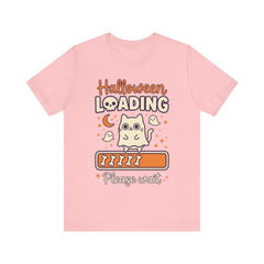Halloween Loading Please Wait Cute Ghost Cat Purple T-Shirt