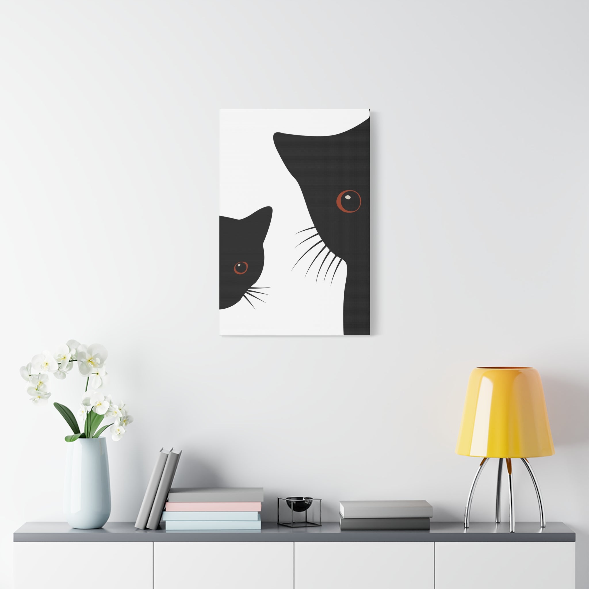 Abstract Boho Black Cats Canvas