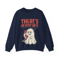 Funny Ghost There's No Body Here Phone Retro Crewneck Sweatshirt