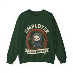 Funny Chibi Grim Reaper Employee Of The Month Retro Crewneck Sweatshirt