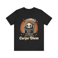 Funny Grim Reaper Carpe Diem Seize The Day Retro T-Shirt