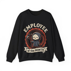 Funny Chibi Grim Reaper Employee Of The Month Retro Crewneck Sweatshirt