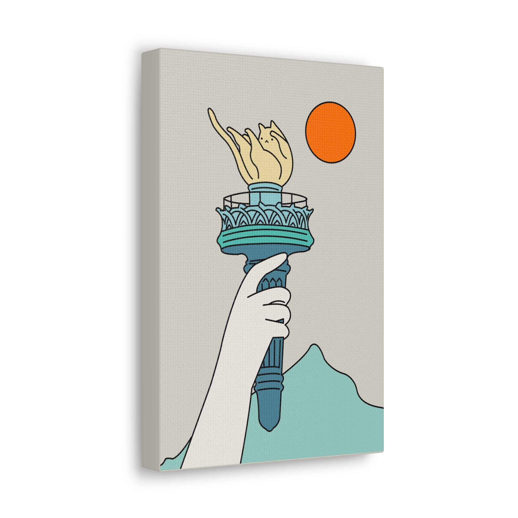 Cat Statue of Liberty Canvas