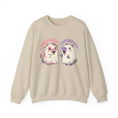 Funny Capyboora and Cow Ghost Retro Halloween Crewneck Sweatshirt