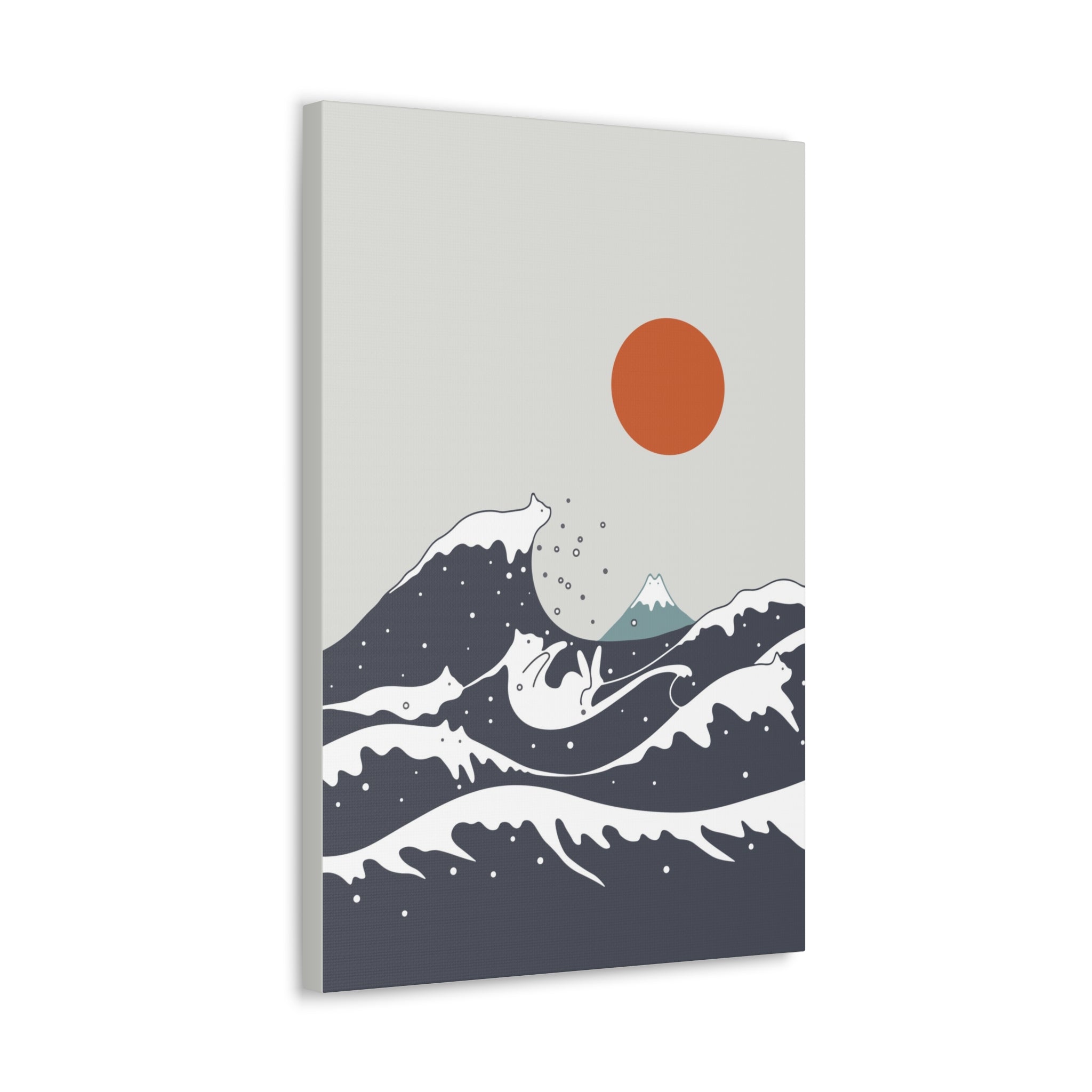 Great Wave of Kanagawa Cats Canvas