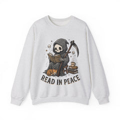 Funny Grim Reaper Read In Peace Book Cat Crewneck Sweatshirt