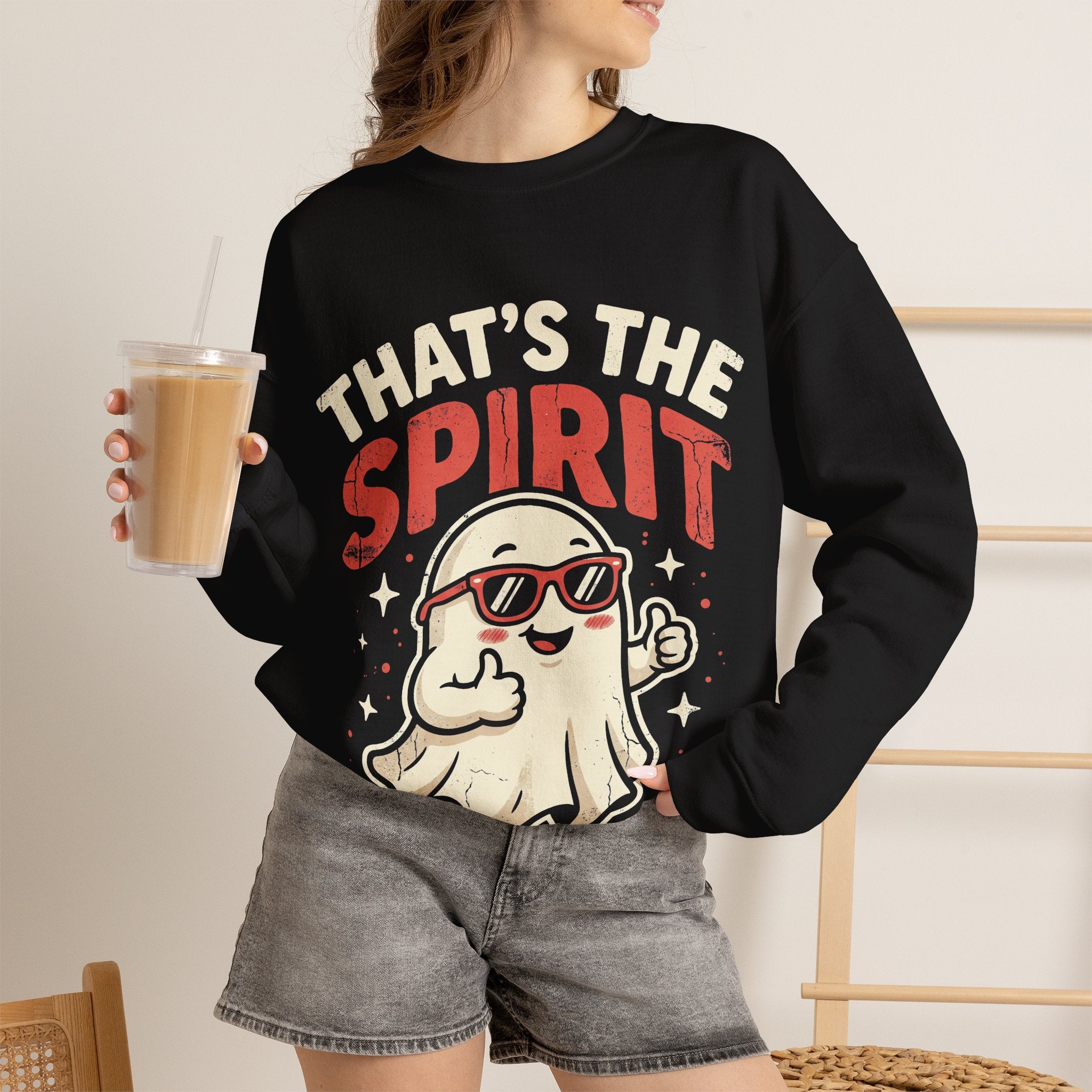 Funny Ghost That's The Spirit Retro Halloween Crewneck Sweatshirt