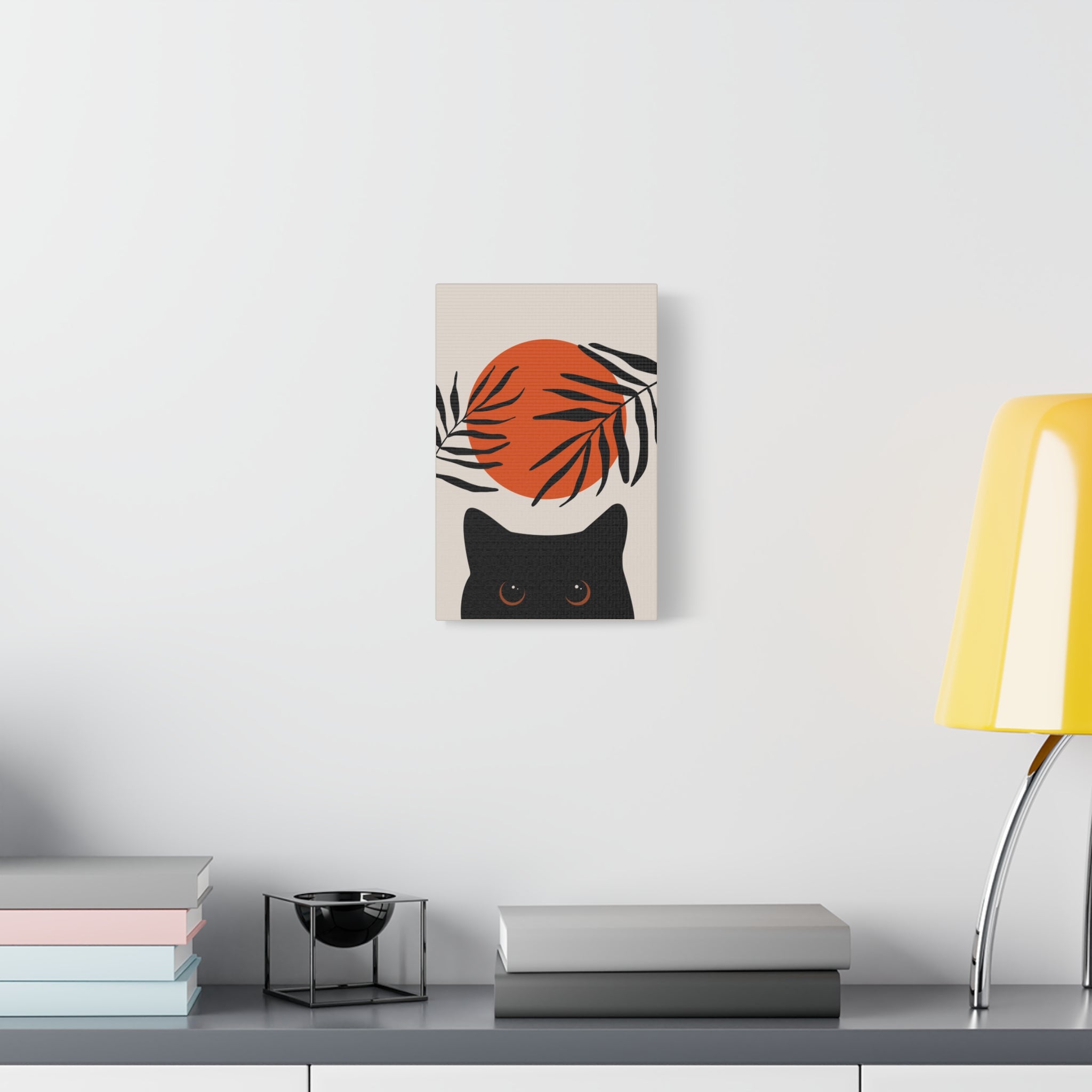 Abstract Boho Cat and Sun Canvas