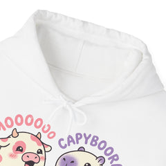 Funny Capyboora and Cow Ghost Retro Halloween Hoodie