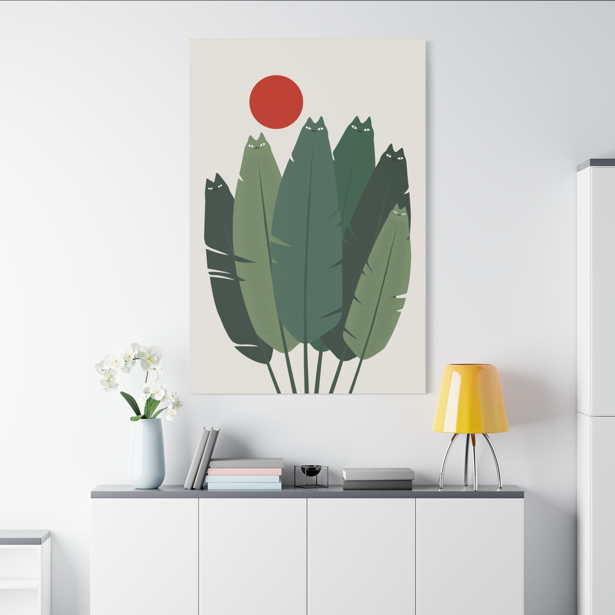 Banana Leaves Cat Canvas