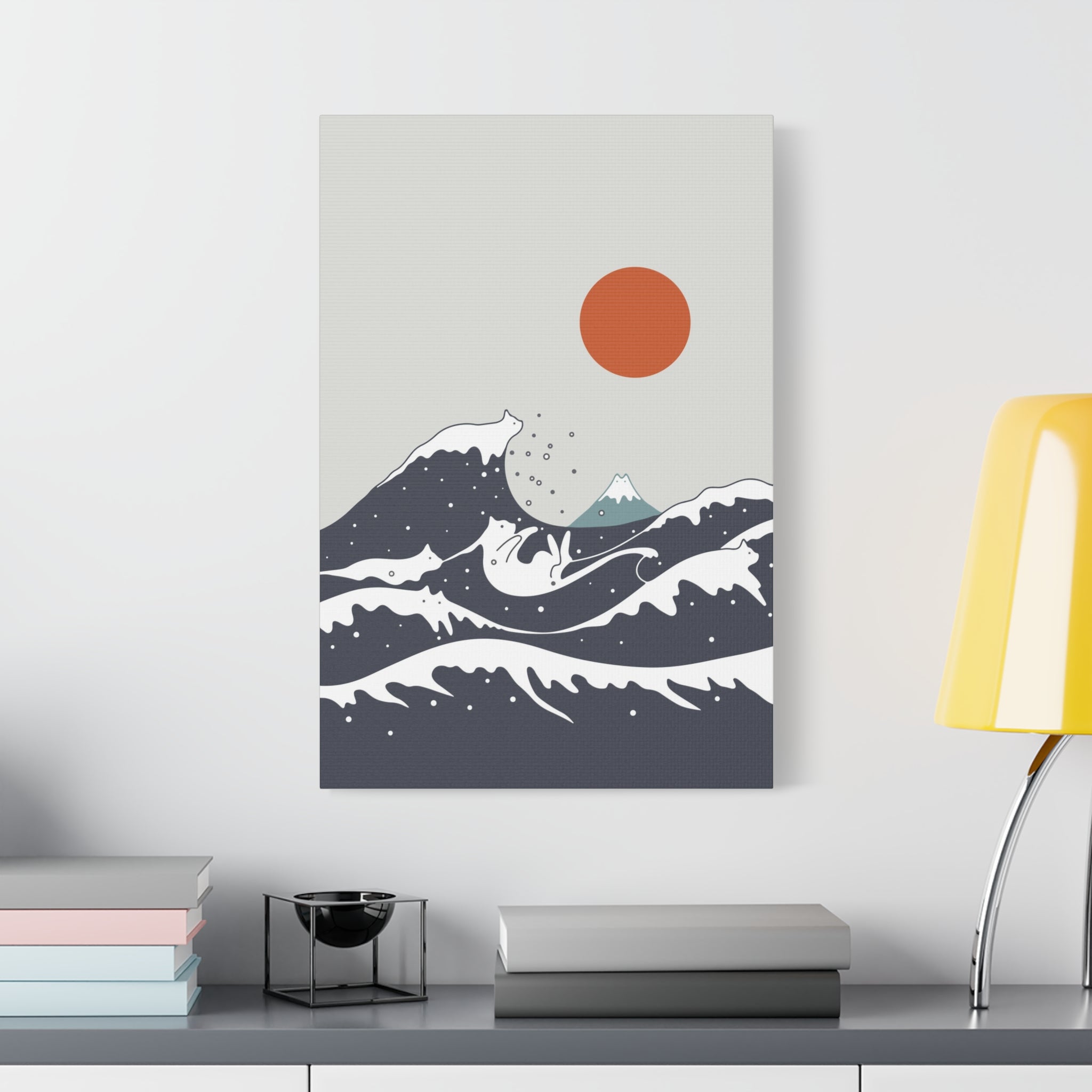 Great Wave of Kanagawa Cats Canvas