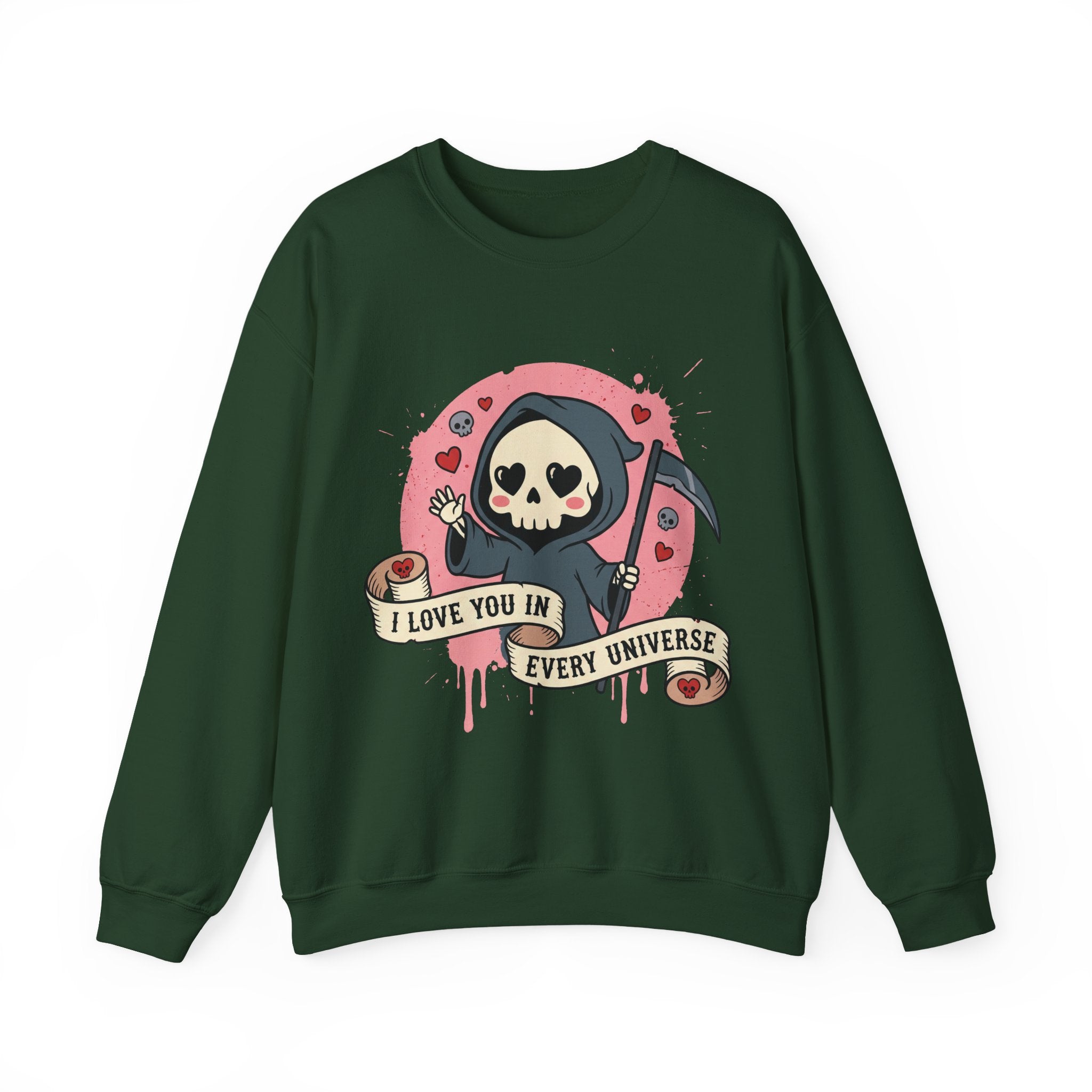 Funny Grim Reaper I Love You In Every Universe Retro Crewneck Sweatshirt