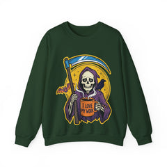 Funny Grim Reaper I Love My Work Coffee Retro Crewneck Sweatshirt