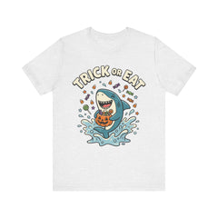Funny Trick Or Eat Shark Pumpkin Halloween T-Shirt