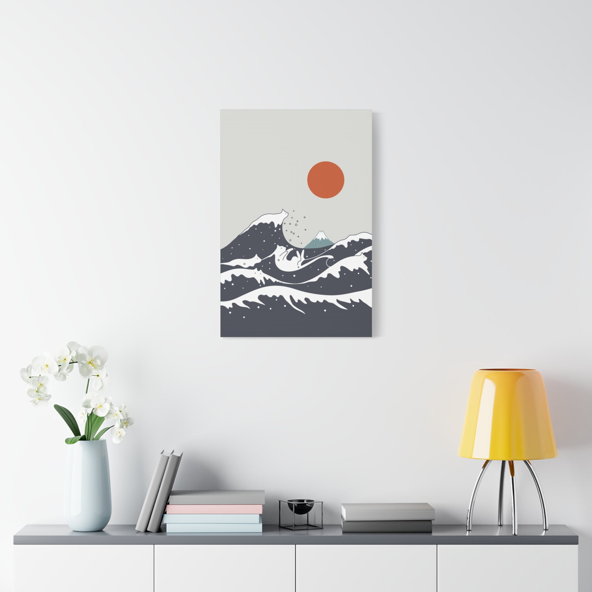 Great Wave of Kanagawa Cats Canvas