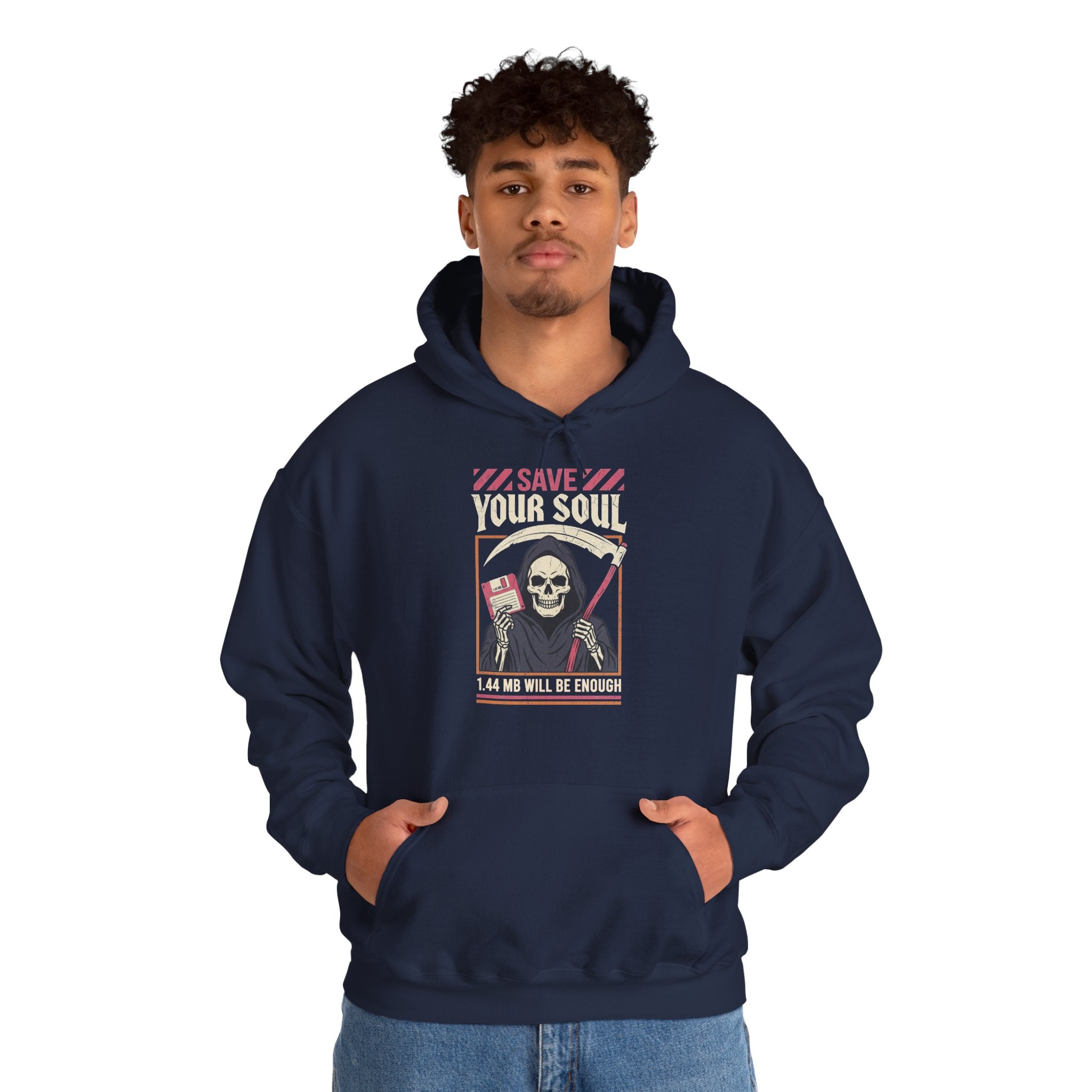 Funny Grim Reaper Floppy Disk Save Your Soul Hoodie