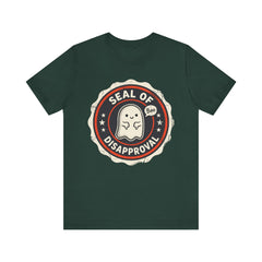 Funny Ghost Seal Of Disapproval Retro Badge T-Shirt