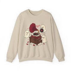 Funny Ghost Record Player Vinyl Gramophone Retro Crewneck Sweatshirt