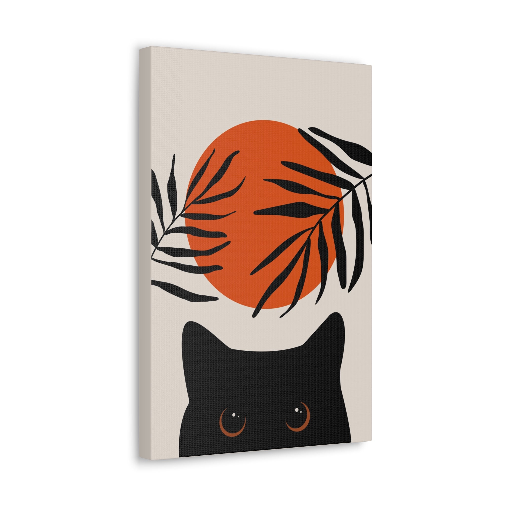 Abstract Boho Cat and Sun Canvas