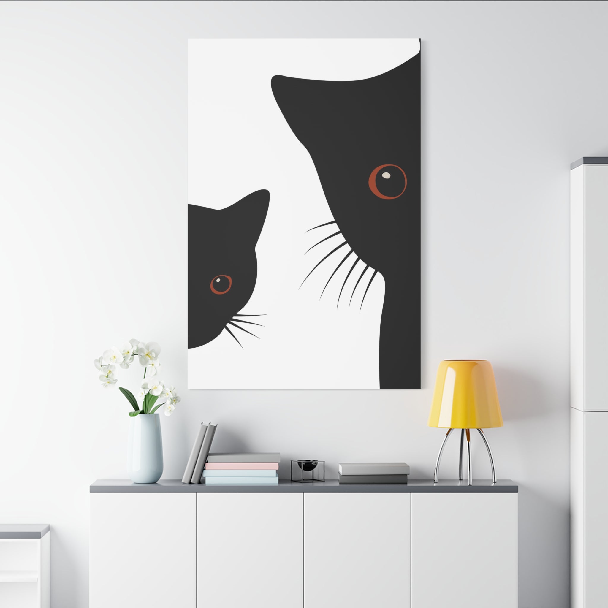 Abstract Boho Black Cats Canvas