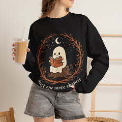 Funny Ghost Book Club Just One More Chapter Crewneck Sweatshirt