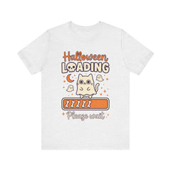 Halloween Loading Please Wait Cute Ghost Cat Purple T-Shirt