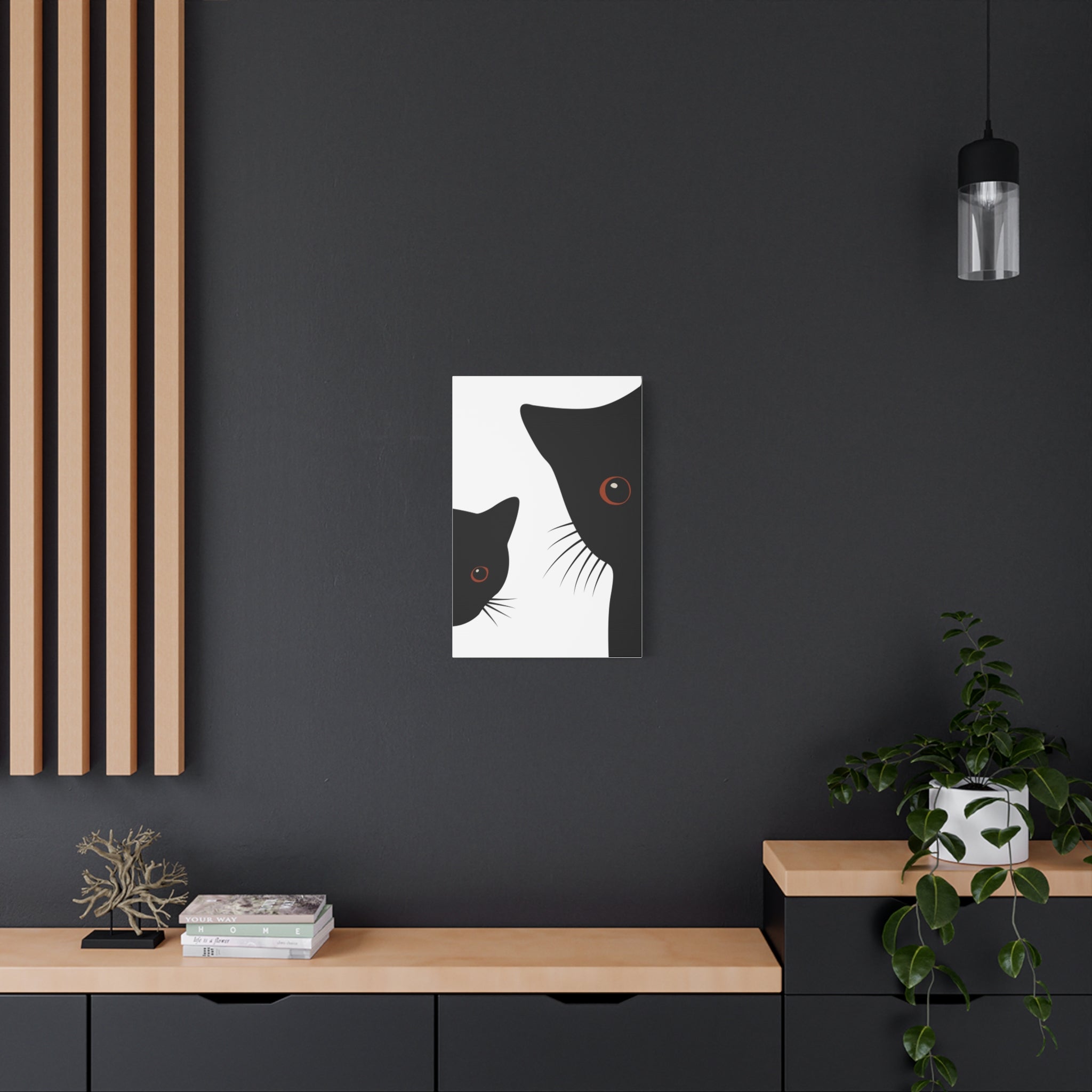 Abstract Boho Black Cats Canvas