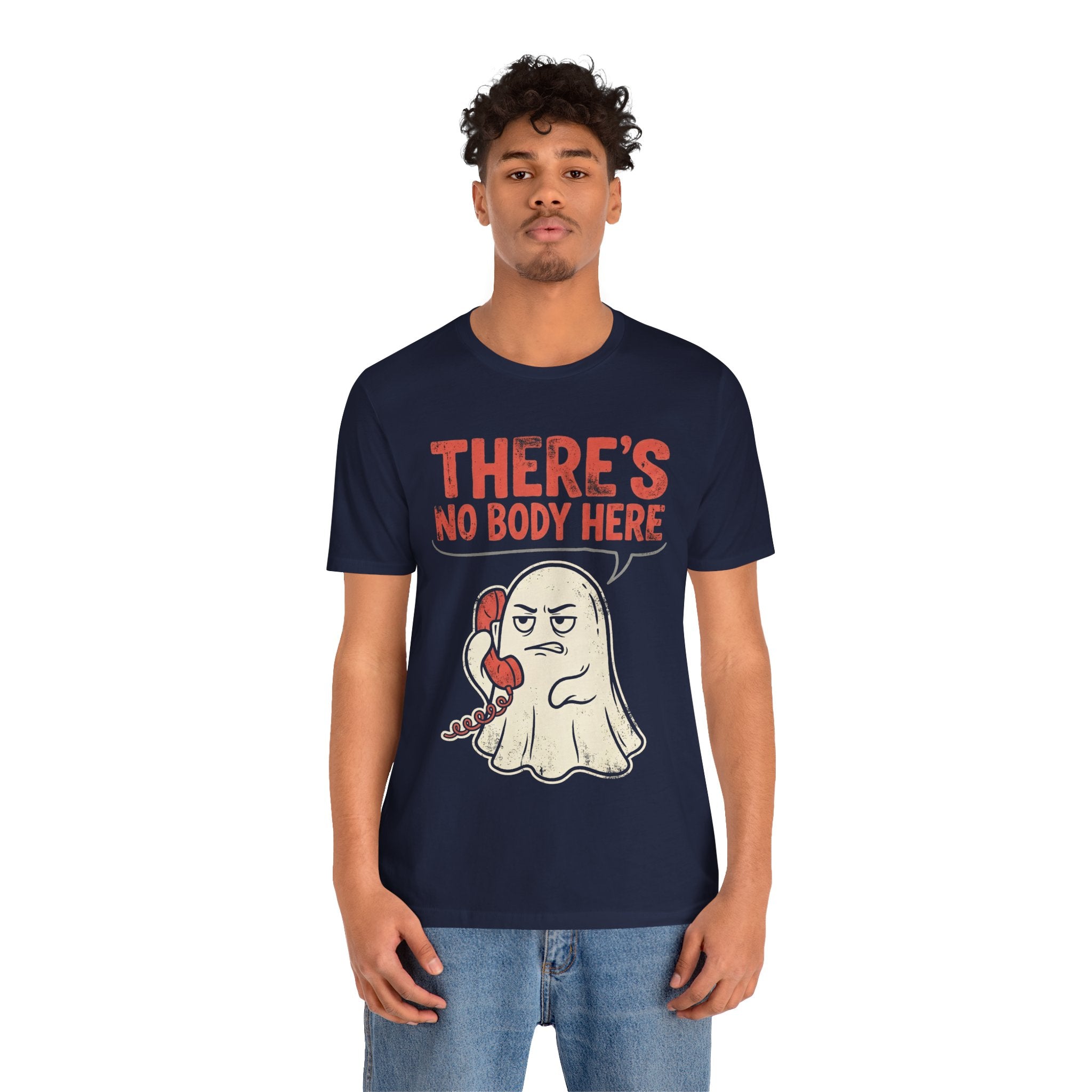 Funny Ghost There's No Body Here Phone Retro T-Shirt