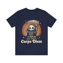 Funny Grim Reaper Carpe Diem Seize The Day Retro T-Shirt