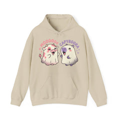 Funny Capyboora and Cow Ghost Retro Halloween Hoodie