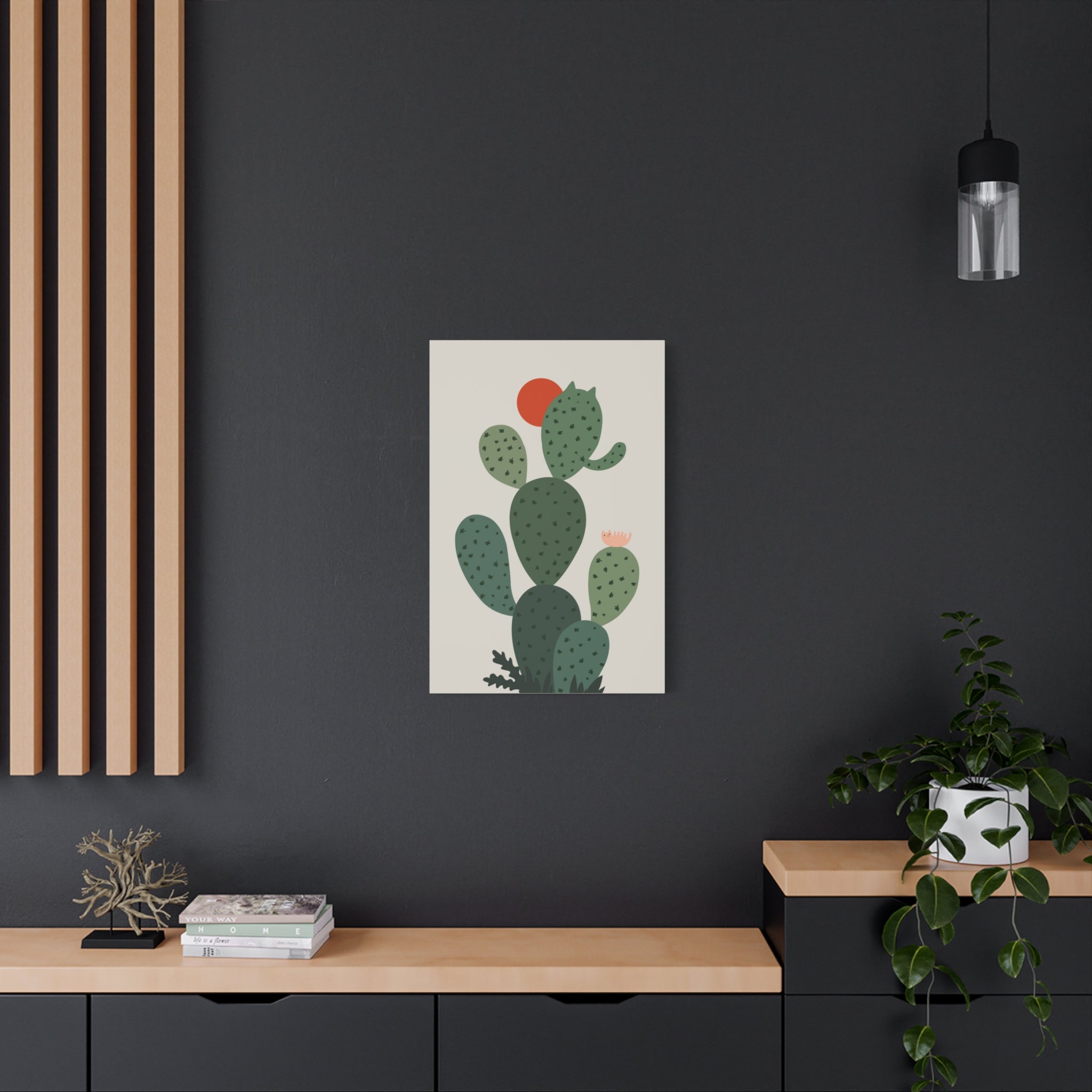 Cat and Plant Cat-Tus Canvas