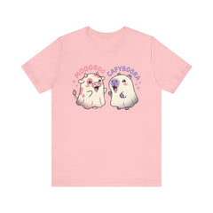 Funny Capyboora and Cow Ghost Retro Halloween T-Shirt