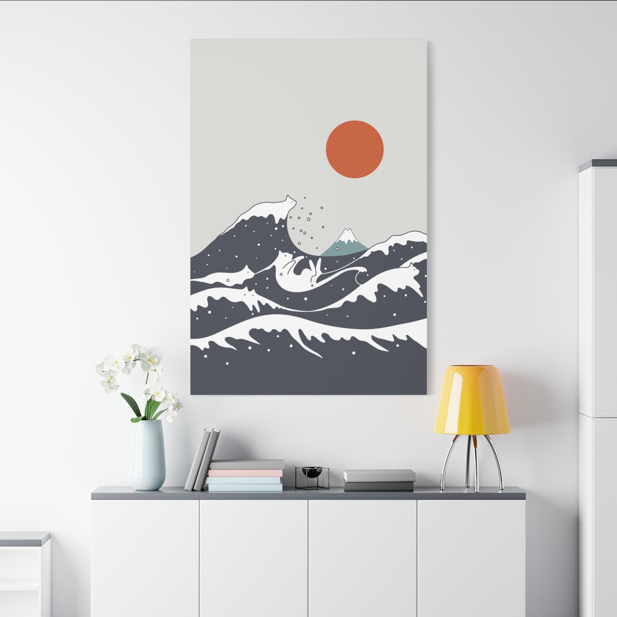 Great Wave of Kanagawa Cats Canvas