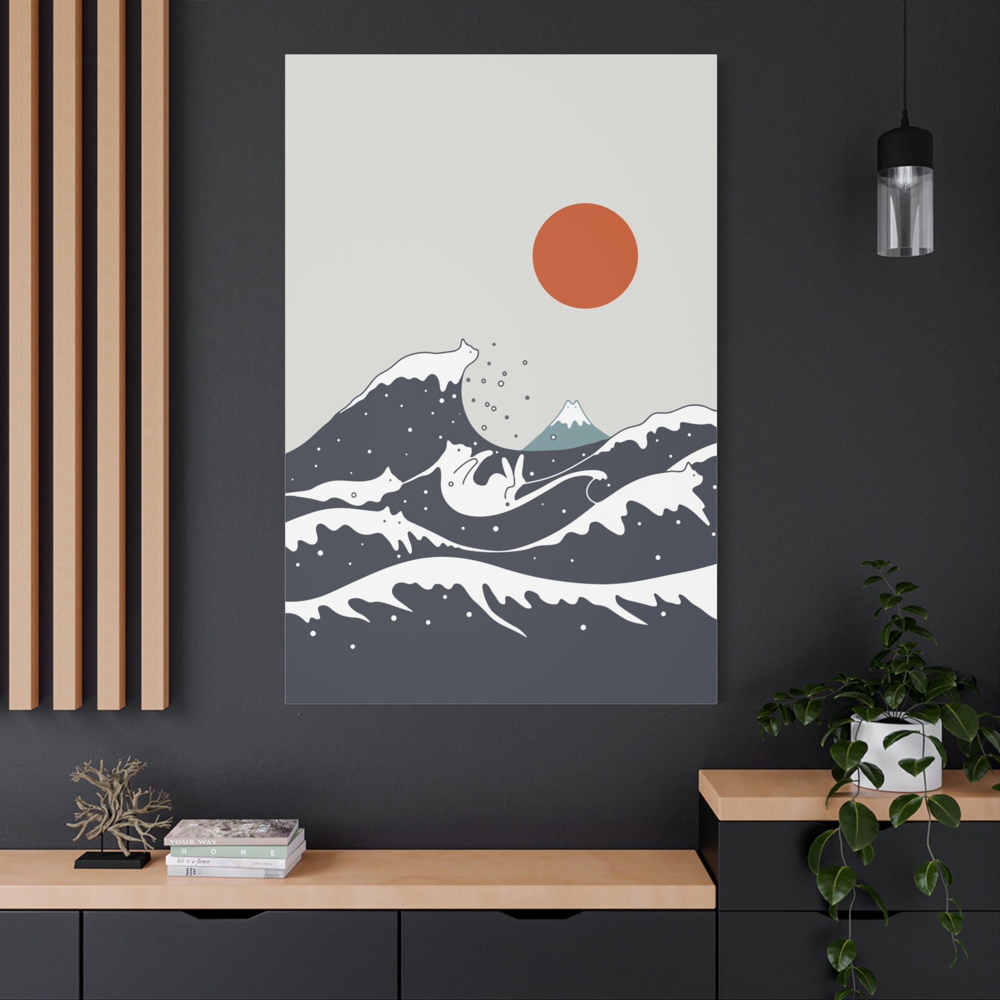 Great Wave of Kanagawa Cats Canvas