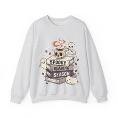 Spooky Reading Season Skull Coffee Mug Retro Crewneck Sweatshirt