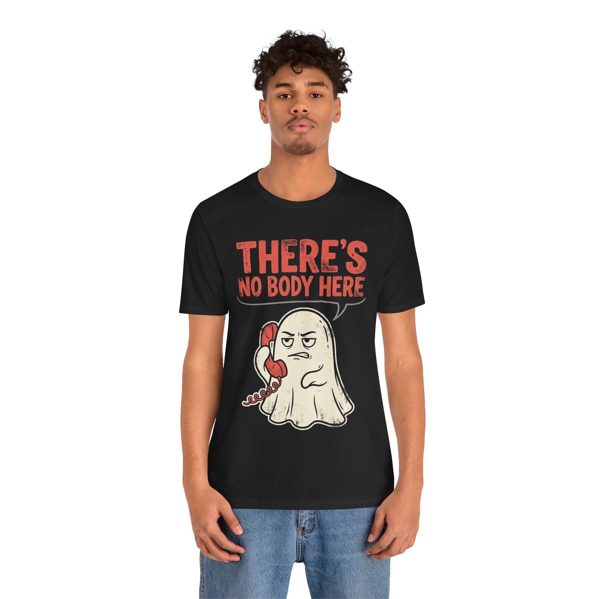 Funny Ghost There's No Body Here Phone Retro T-Shirt
