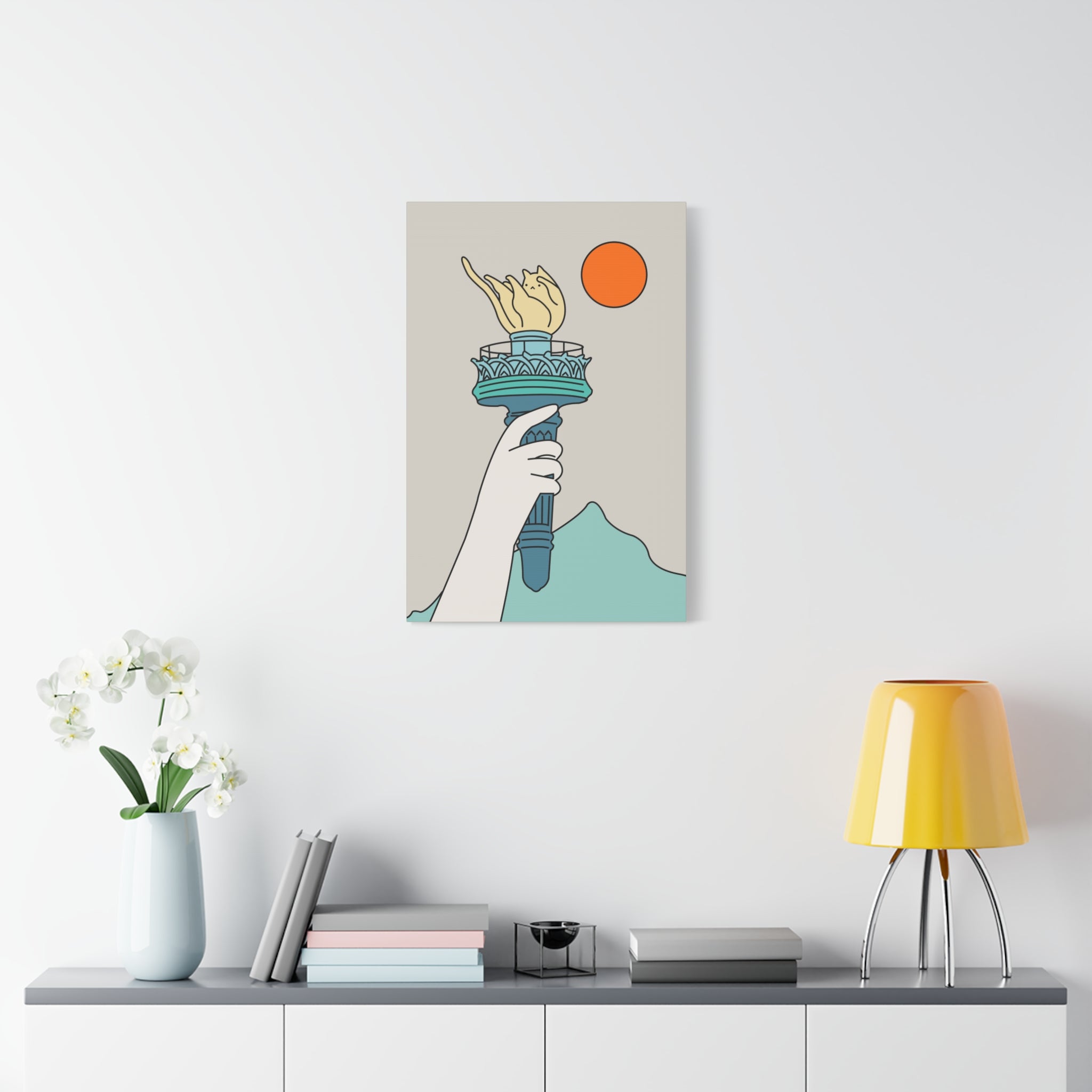 Cat Statue of Liberty Canvas